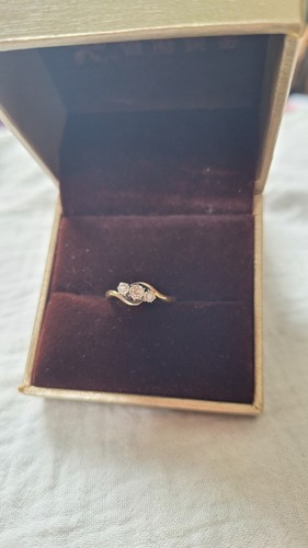 Vintage 18ct Yellow Gold And Plat Diamond Trilogy Ring Good Condition Size J - Picture 5 of 6