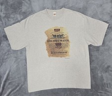 Vintage 90s Levis Made In USA Graphic T-Shirt XL Heather Oatmeal Two Horse Pull