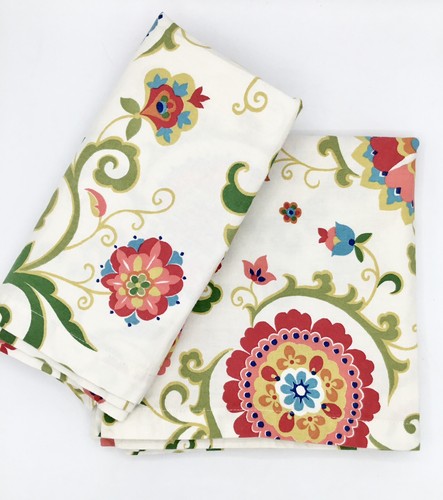 Set Of 4🩷Zina Vasi Spring Suzani Print Cream Floral Cotton Napkins 19” X 19.5”