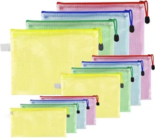 Document Zipper Pouch Travel File Mesh Bags 12 Pack A4 A5 A6 Size School Office