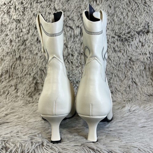 Botines occidentales Universal Thread para mujer 9 Jenson blanco roto punta de novia - Imagen 6 de 12