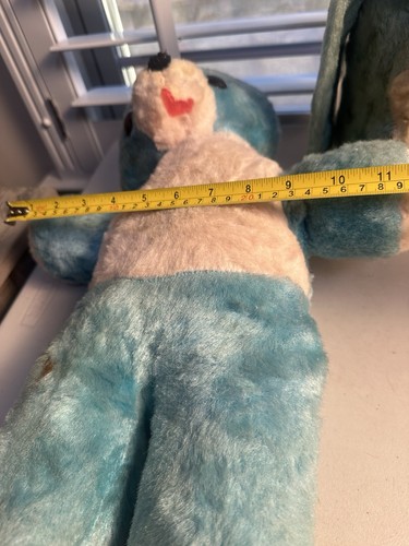 Peluche due turchese bambino blu vintage peluche orsacchiotto coniglio occhi googly - Foto 8 di 10