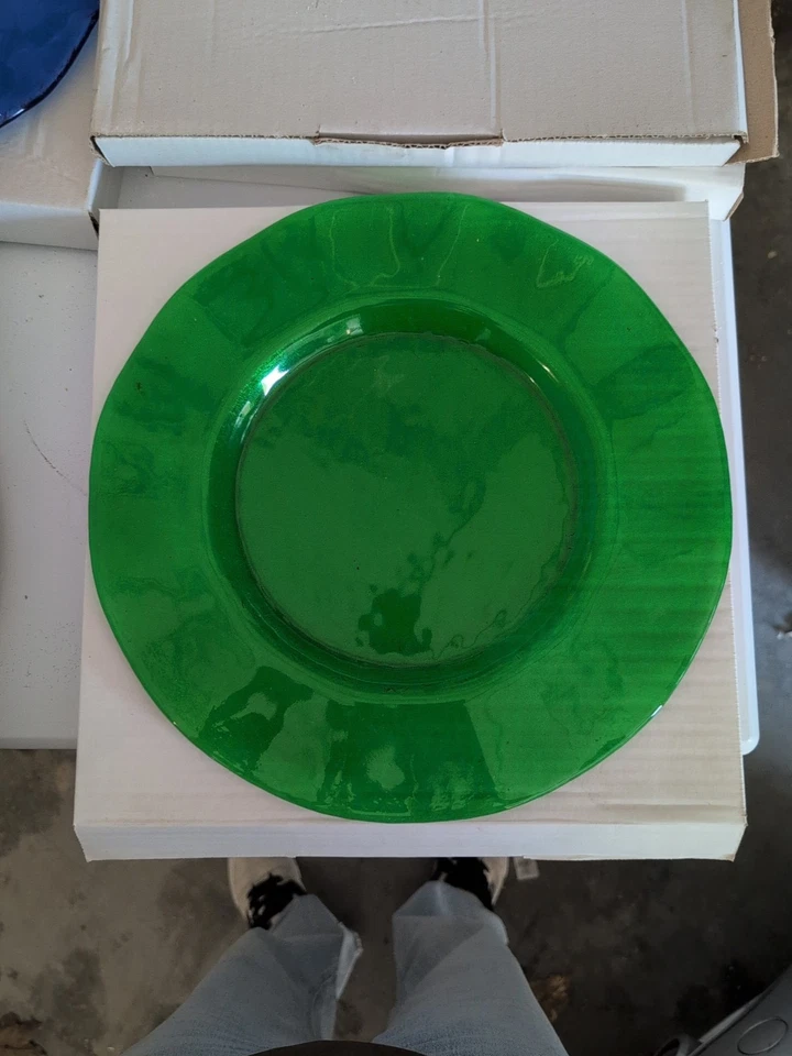 Grande Sottopiatto Vetro Verde  / Blu / Rosa Tenue - Immagine 2 di 4