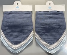Cloud Island One SIze Bandana Baby Bibs lot of 6 Brand New Blue Gray
