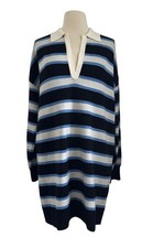 Anthropologie Maeve Color Block Mini Sweater Dress SM Striped V Neck Long Sleeve