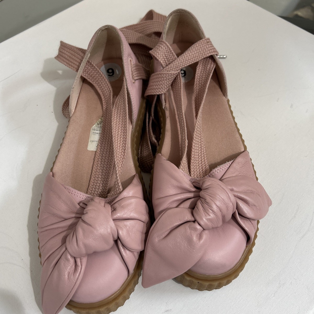 Puma Fenty x Rihanna Bow Flats Shoes Creeper Pink Sandals Ballet Lace Up Sz 