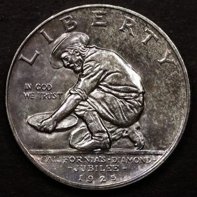 #ad 1925 S 50c California Commemorative Half Dollar Uncirculated Details Cleaned $220.00