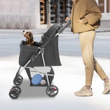 Passeggino per Cani Pieghevole Passeggino per Cani con Cestino Portaoggetti Carico 15 kg