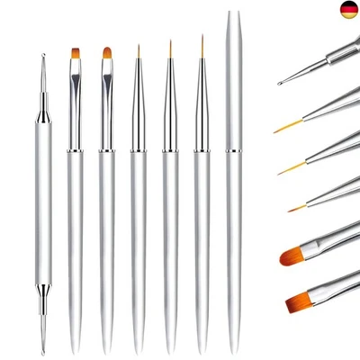 LEASHALL 6 Stücke Nagel Nagellack Pinsel mit Deckel für Gelnägel Nail Art Nailart Set, LE