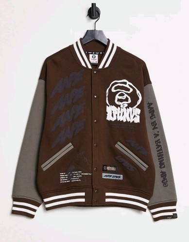 (UK - XL) AAPE by a Bathing Ape Rolling Loud Varsity Jacket In Brown - Picture 1 of 2
