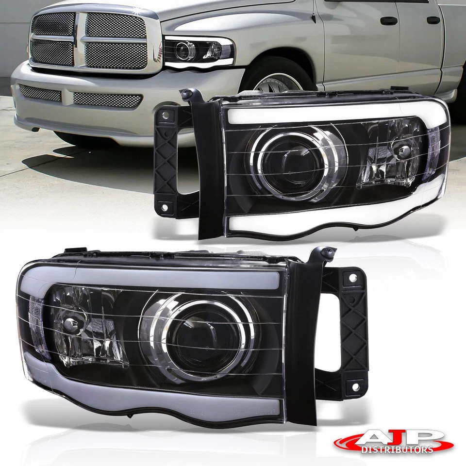 Black LED DRL Projector Head Light Signal Lamp For 2003-2005 Dodge Ram 2500 3500 Foto 2 de 4