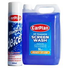 CarPlan Winter Kit Ready Mixed Screenwash 5L & Blue Star De-Icer Spray 600mL