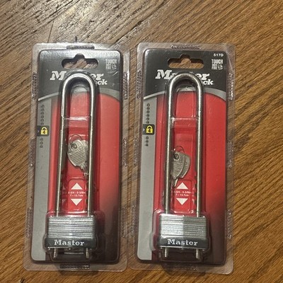 Lot Of 2 Master Lock 517D Laminated Padlock with Long Shackle
