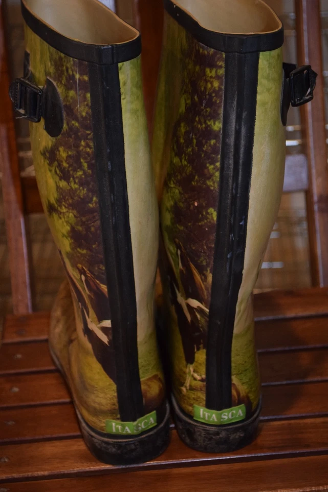 Itasca vtg AOP All Over Print Wild Horses Rain Boots Size 10 Men's - Image 4 of 4