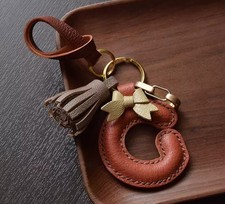 Personalized Handmade Leather Letter Keychain Bag Charm With Tassel-Gift For Her