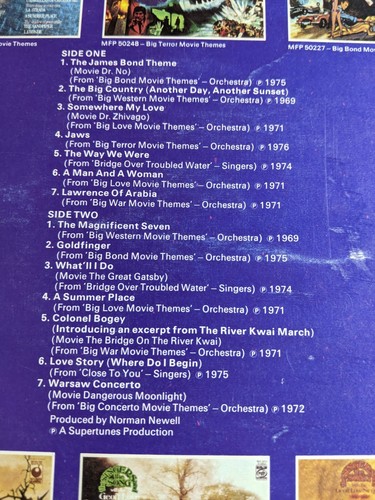 The Big Big Movie Themes Record Album Year 1977 MFP 50321 UK Pressing VG. - Foto 6 di 15