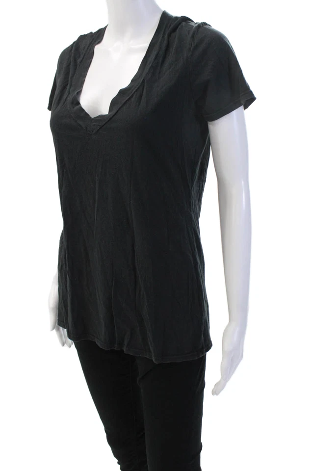 Camiseta estándar James Perse para mujer con cuello en V negra algodón Supima talla 3 Foto 2 de 4