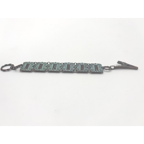 Bracciale Vintage Verdigris Patina Link Stile Antico Chiusura a Levetta Regolabile - Foto 4 di 9