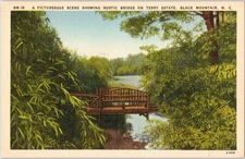 Postcard Black Mountain North Carolina Terry Estate Scenic Rustic Bridge