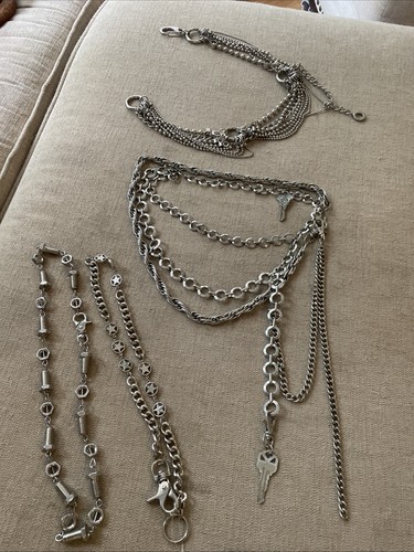 90’s Grunge Chain Belt Silver Tone Metal 4er Set Punk Rock