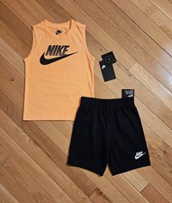 NEW Nike Little Boy Cotton Tank Top Short Set, Orange 4T
