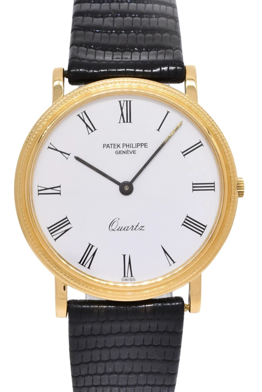 Patek Philippe — Patek Philippe Calatrava 18k Yellow Gold White Dial 33mm Quartz Watch 3744