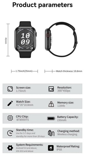 Smartwatch Serie 9 41mm Hd9 Colore Nero Affare! - Zdjęcie 8 z 12