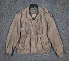 Vintage Adventure Bound Leather Jacket Mens Large Bomber Distressed Full Zip 90s