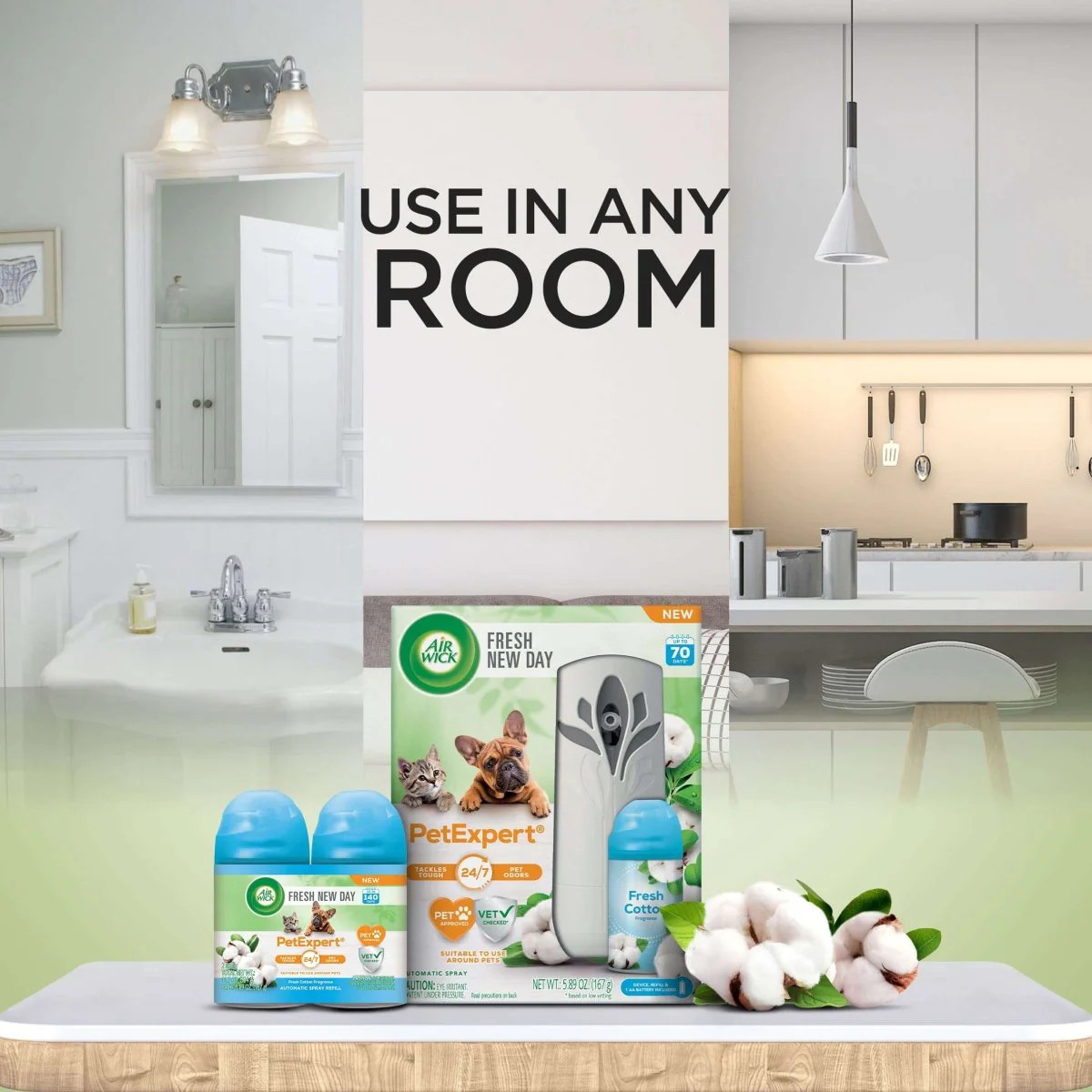 Air Wick Automatic Spray Pet Expert Kit For Pet - Fresh New Day Fresh Cotton