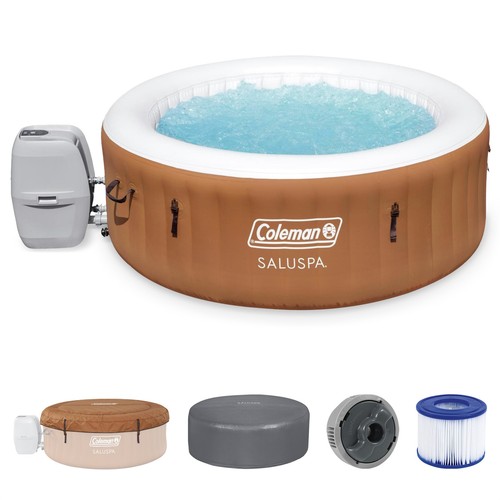 Coleman Ponderosa AirJet Round Inflatable Hot Tub w/ EnergySense Cover, Orange - Picture 1 of 12