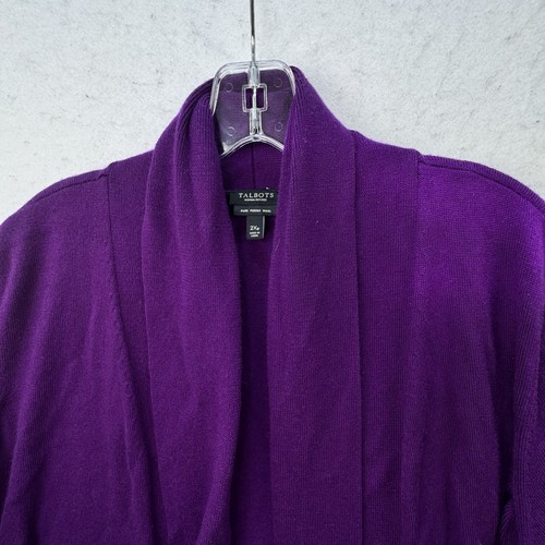 Talbots 100% Merino Wool Cardigan Sweater 2XP Womens 2X petite Open Front - Picture 6 of 9