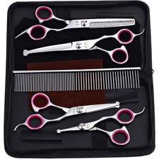 Kit de aseo con tijeras de punta redonda, 6 en 1 perros y gatos acero inoxidable