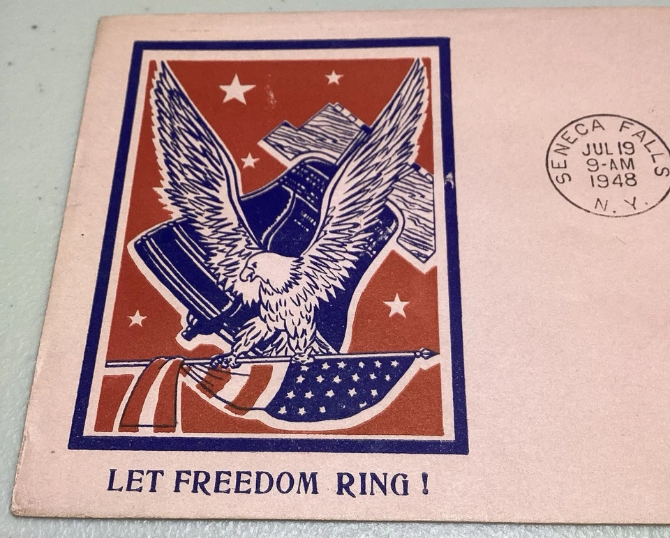 Anillo FDC Let Freedom 1948 Celebración Color Rosa Sobre Foto 3 de 4