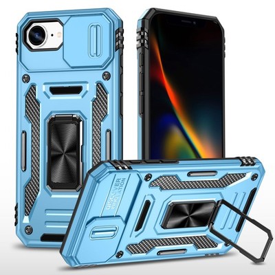 For iPhone 16 Pro Max/16e/15/14/13 Heavy Duty Hard Case with Slide Camera Cover