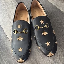 Larosa Classic Metal Buckle Bee and Star Black Leather Loafers Women's Size 7.5