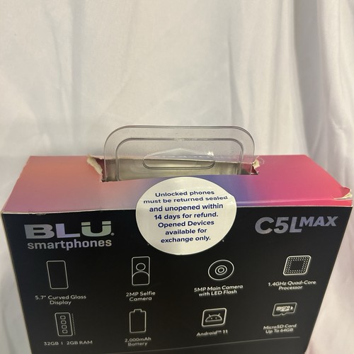 BLU C5L Max 32GB GSM Unlocked Android Smartphone - Black - Picture 7 of 8