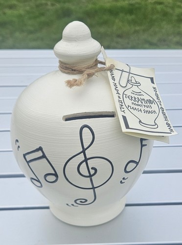 Terramundi Music Fund Money Smash Pot italienische Terrakotta UK handbemalte Münzen - Bild 1 von 11