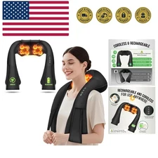 Cordless Shiatsu Neck and Shoulder Massager, Back Massager with Heat,Massage ...