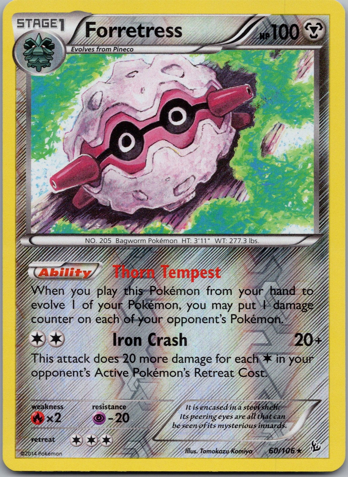 Forretress Reverse Holo Rare XY - Flashfire 60/106 NM