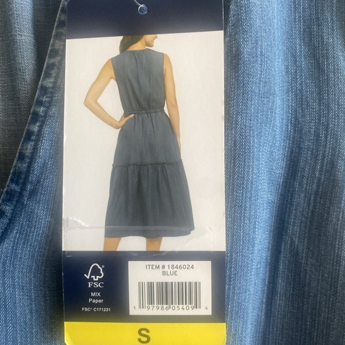 Lands' End Damen Lyocell Stufen Midikleid blau Small - Bild 5 von 6