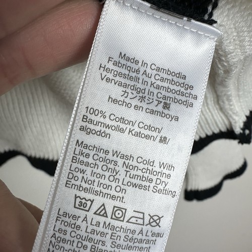 J Crew Womens Pearl Pull 1/4 Zip Black & White Stripe Cotton Sweater Size Large - Bild 6 von 11