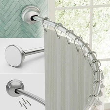 Zenna Home NeverRust 40" Curved Shower Rod Dual Mount Aluminum Satin Nickel