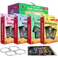 Math Flash Cards Set of 4 - Addition, Subtraction, Multiplication, Division w...