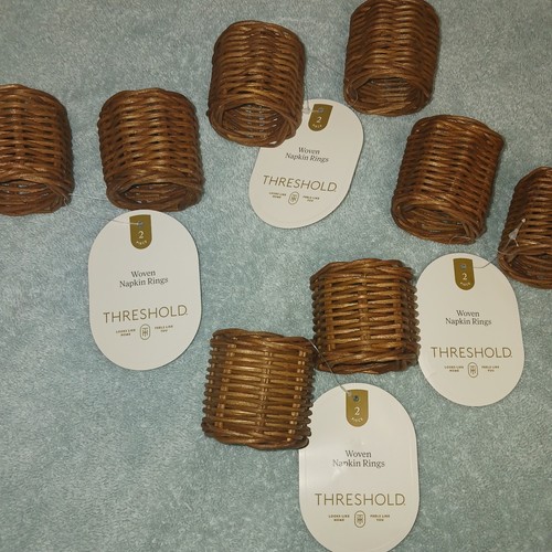Woven Bamboo Dinner Napkin Rings. Napkin Holders. Threshold. New Lot Of 8