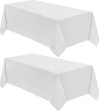 90 x 156 Inch White Polyester Tablecloth 2 Pack Rectangle Dining Party Cover USA