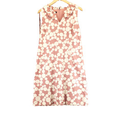 Talbots Dress Women 10 Mauve Pink Polka Dot Shift Midi V-Neck Sleeveless Cotton