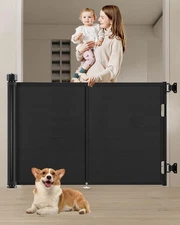 59 inch Retractable Baby Gates 34 inch Tall, Retractable Gate with Reinforced...