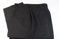 JOS A BANK Dress Pants Mens Size 42 Regular Black Pinstripe Slacks Unhemmed NEW