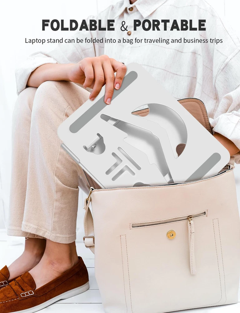 Laptop Stand Adjustable Laptop Holder for Desk, Foldable Laptop Riser Portabl...