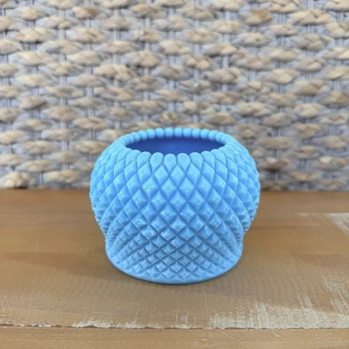 VTG Westmoreland Blue Milk Glass Diamond Rose Bowl, Spring, Easter, Mother’s Day